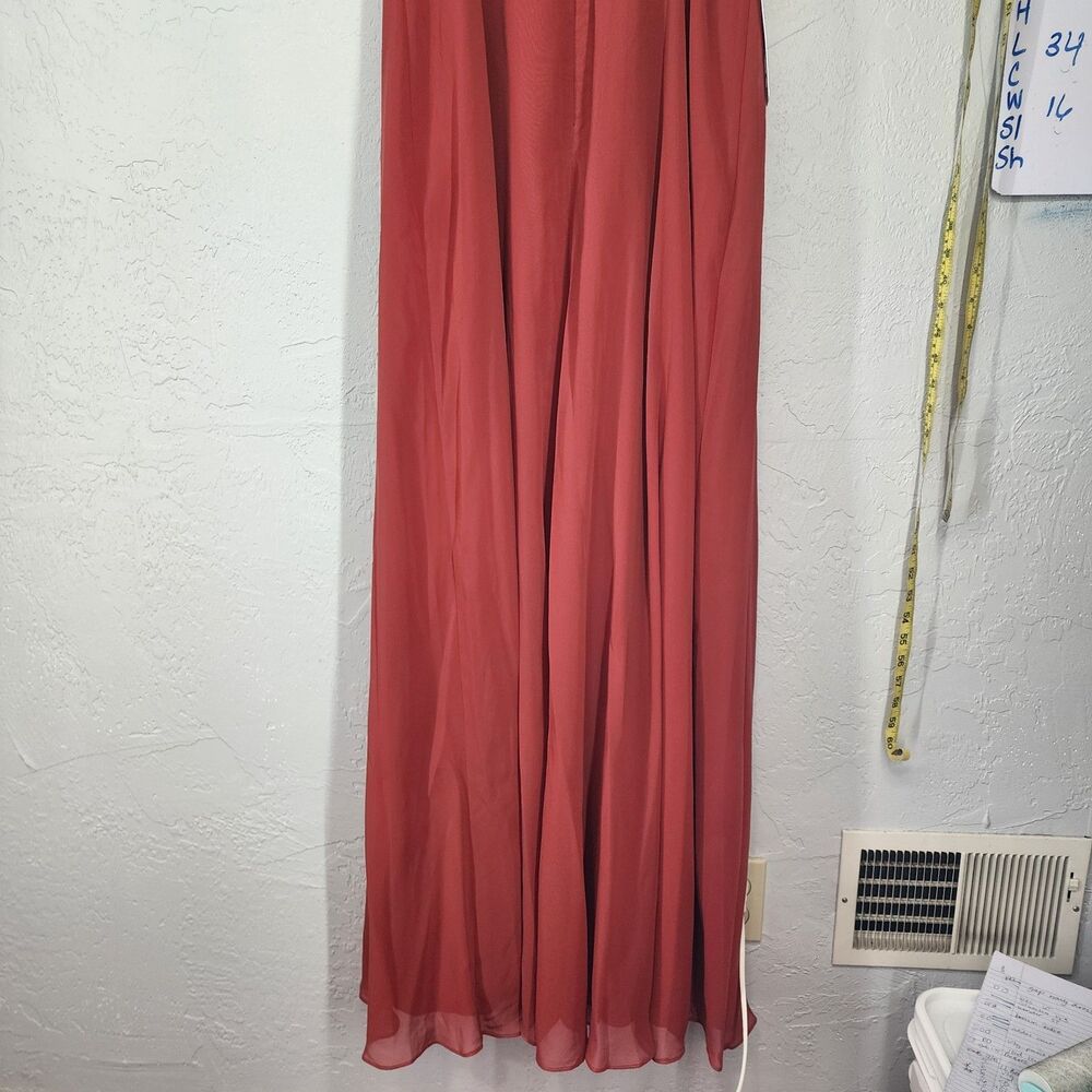 NWT Azazie Sz 10 | Anna Red Rust A-Line Dress Bridesmaid Formal Pageant Glam - Picture 5 of 7